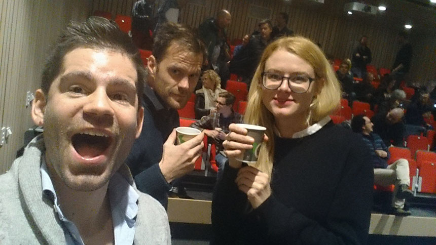 Eg (t.v.), og mine kollegaer Roar Bakke og Kjersti Nedland Røneid presenterte tankar om tverrfagleg samarbeid for MK-lærara i Rogaland